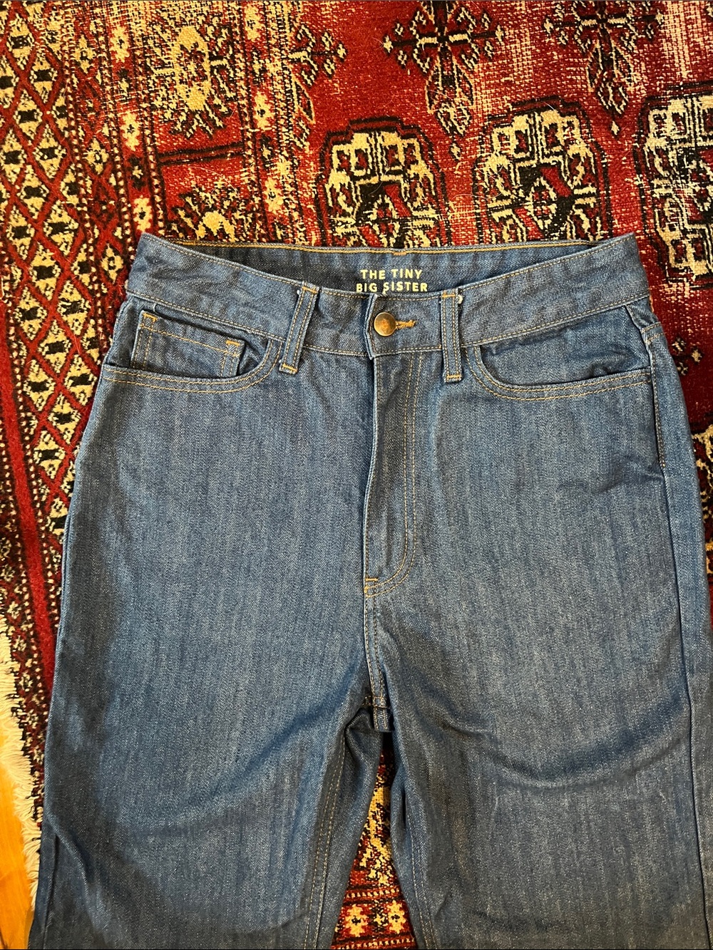 Tiny Big Sister 100% Cotton High Waisted Barrel Jean— Blue Denim
